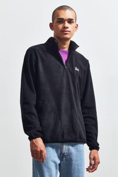 Stussy Quarter Zip Fleece Mock in Grey for Men