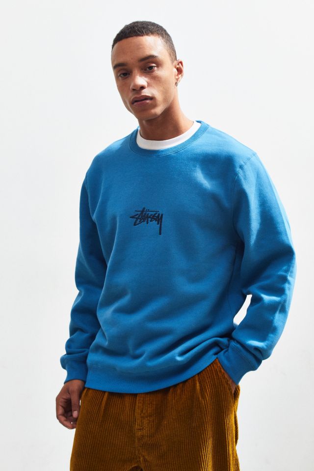 Stussy Embroidered Logo Crew Neck Sweatshirt Urban Outfitters