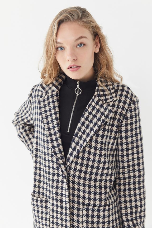 UO Checkered Longline Overcoat #1