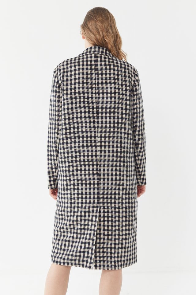 UO Checkered Longline Overcoat #2