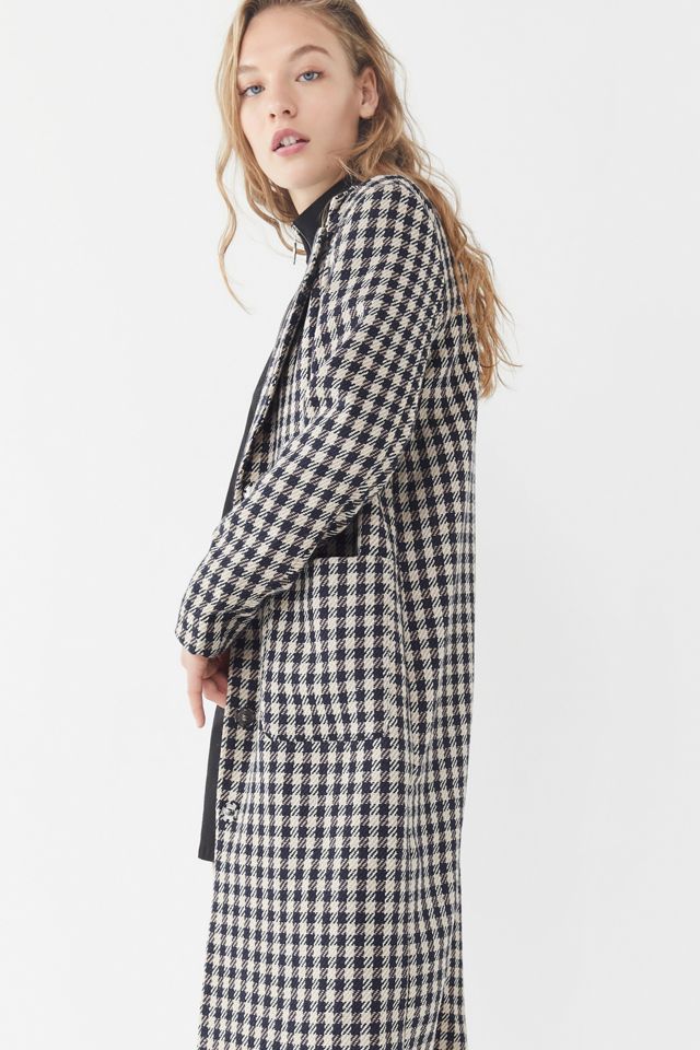 UO Checkered Longline Overcoat #3
