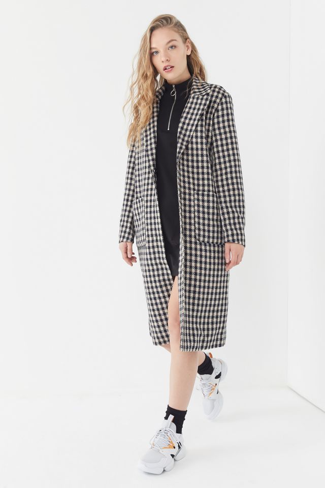 UO Checkered Longline Overcoat #4