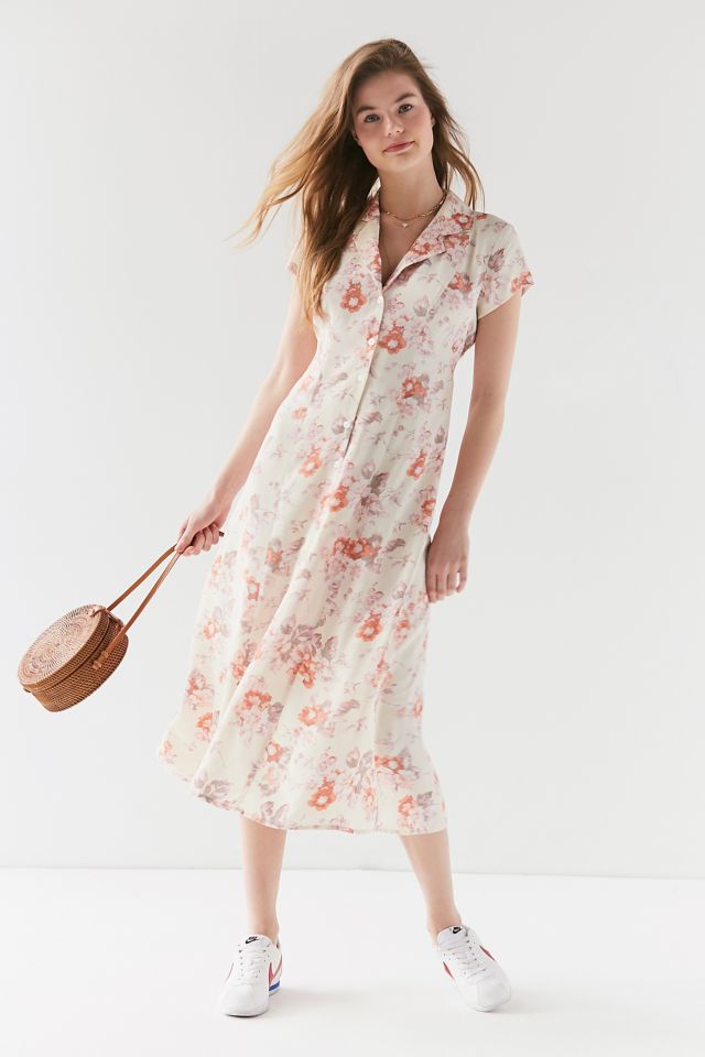 Floral button front midi dress best sale