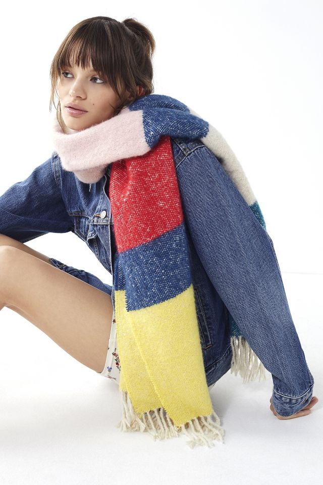 Wide Striped Blanket Scarf