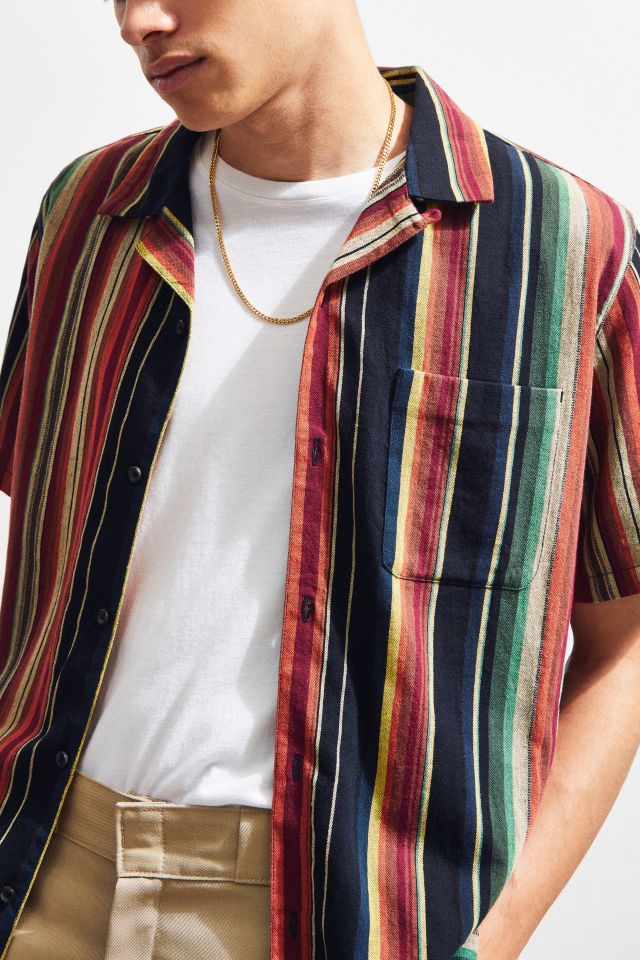 UO Colorful Stripe Short Sleeve Button-Down Shirt #2