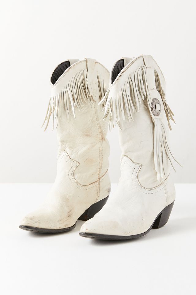 Vintage White Fringe Cowboy Boot | Urban Outfitters