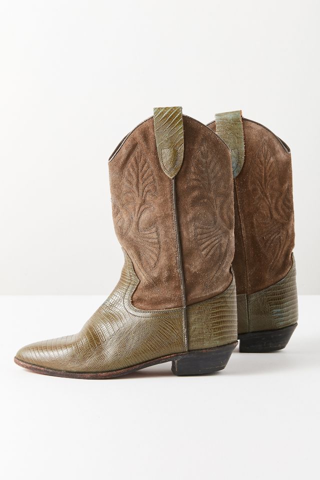 Bottes de cowboy vert mousse vintage #2