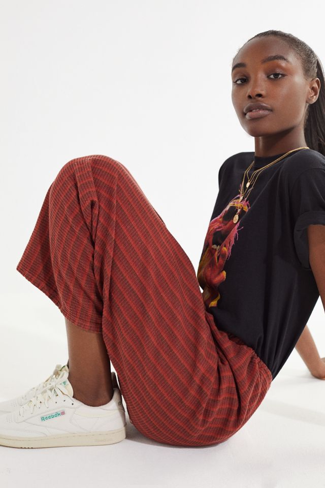 STRIPED DRAWSTRING BARREL PANTS - RASPBERRY main image 0