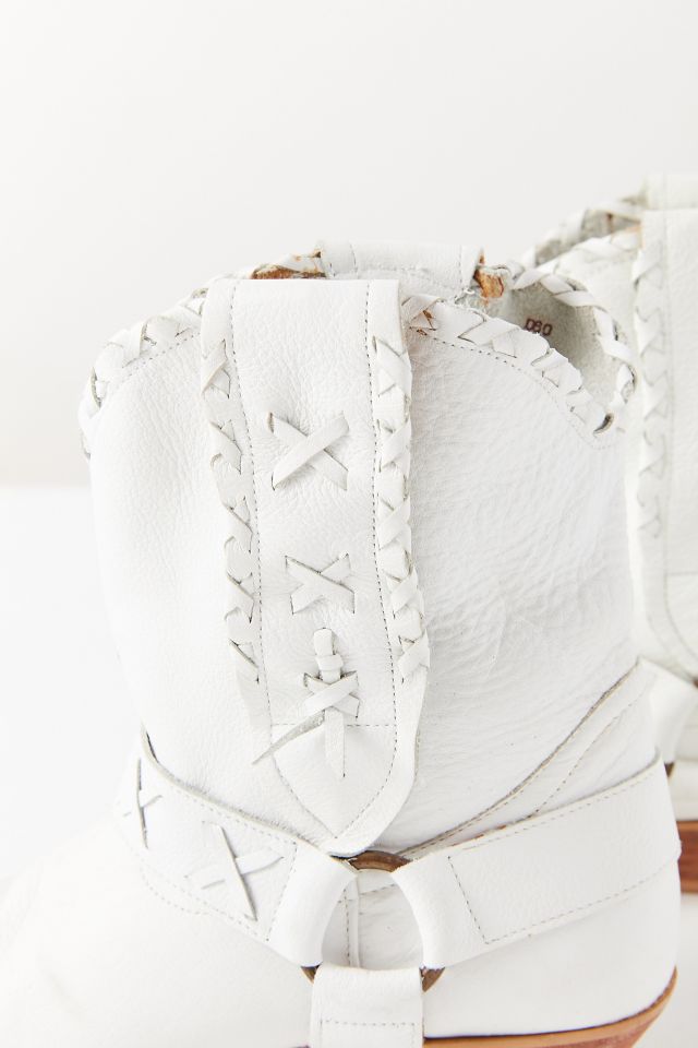Bottes de cowboy tressées blanches vintage #3