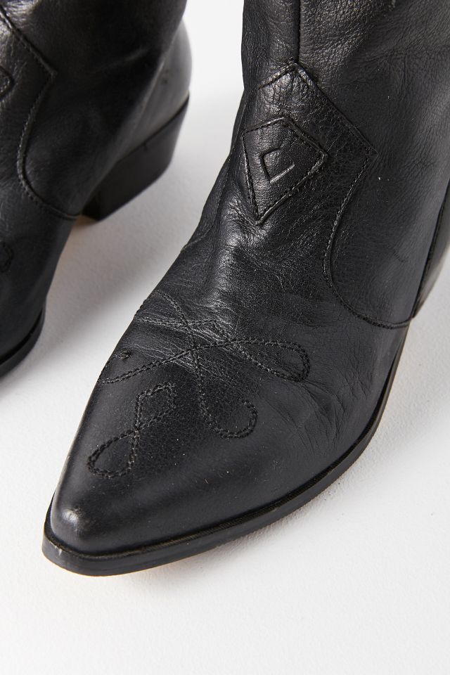 Vintage Black Soft Leather Cowboy Boot - Size 7 #1