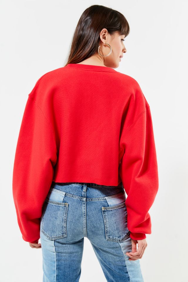 Champion red cropped sweatshirt best sale