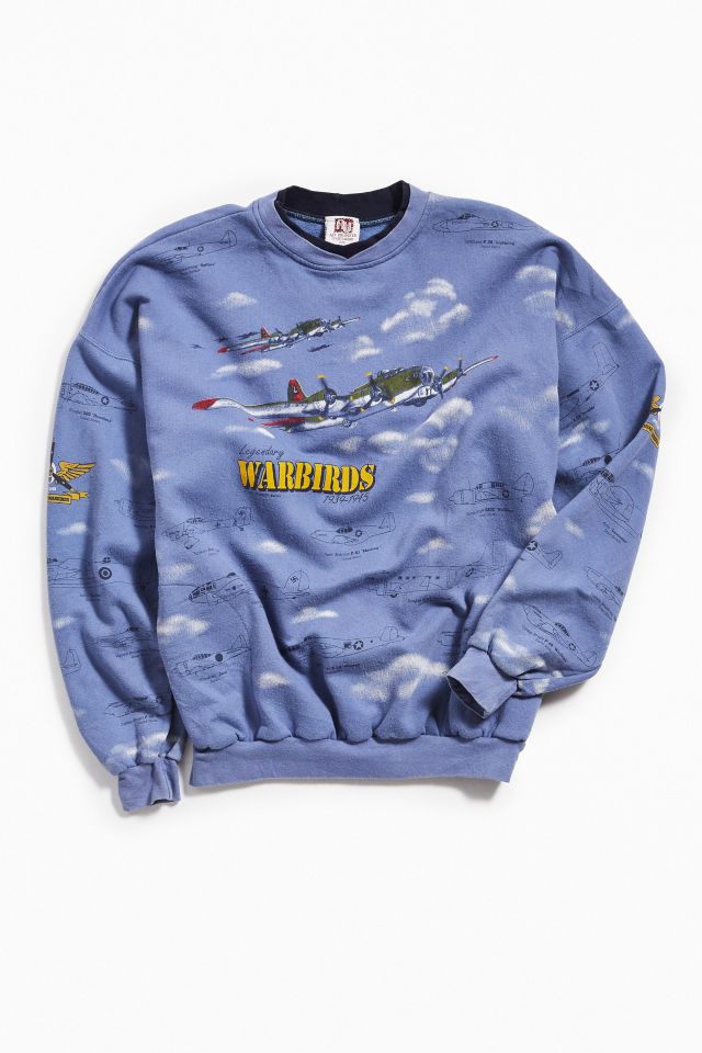 Vintage all over print Legendary hotsell Warbirds plane crewneck sweater