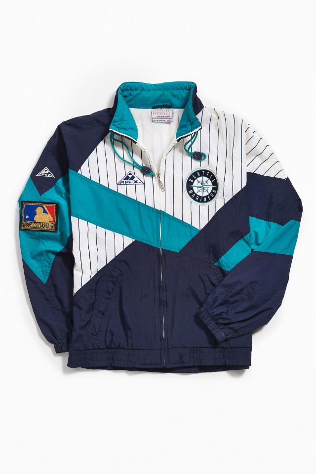 Seattle Mariners Majestic Striped Zip Up Windbreaker Jacket – thefuzzyfelt