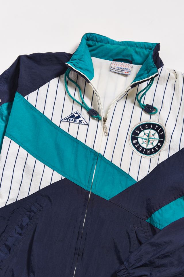 Seattle Mariners Majestic Striped Zip Up Windbreaker Jacket – thefuzzyfelt