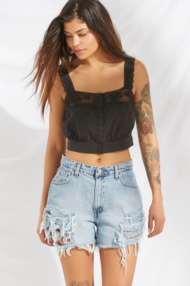 Urban Renewal Remade Destroyed Denim Levi's Short | Urban Outfitters