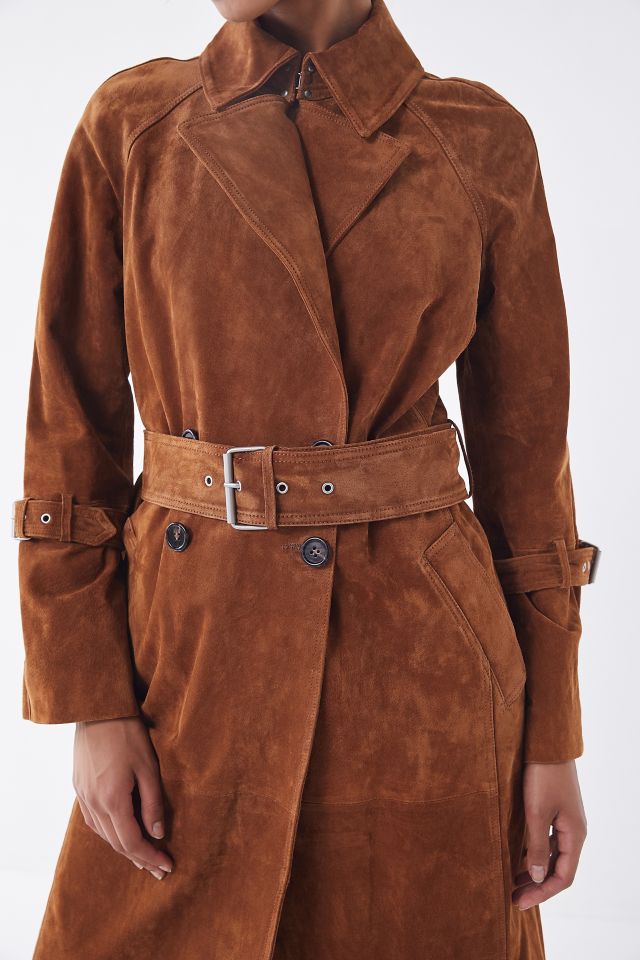 Avec Les Filles Genuine Suede Trench Coat #3