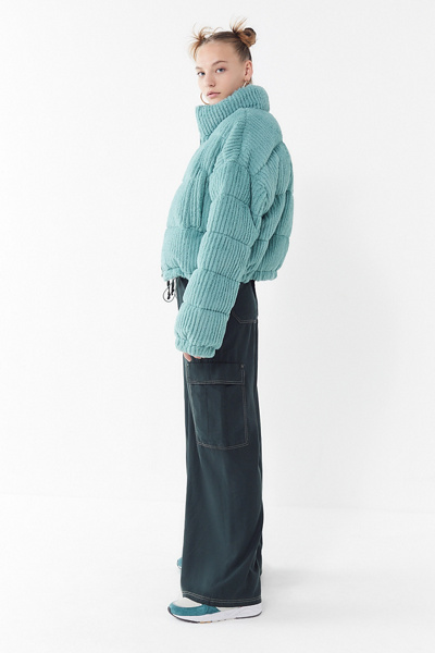 Corduroy Puffer Jacket Urban Outfitters Blue Coat Urban Outfitters