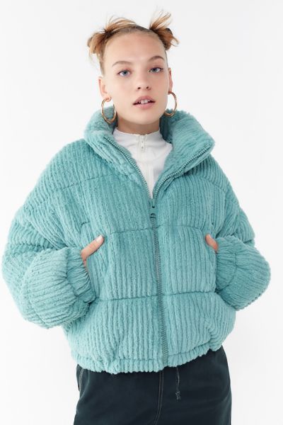 green corduroy puffer