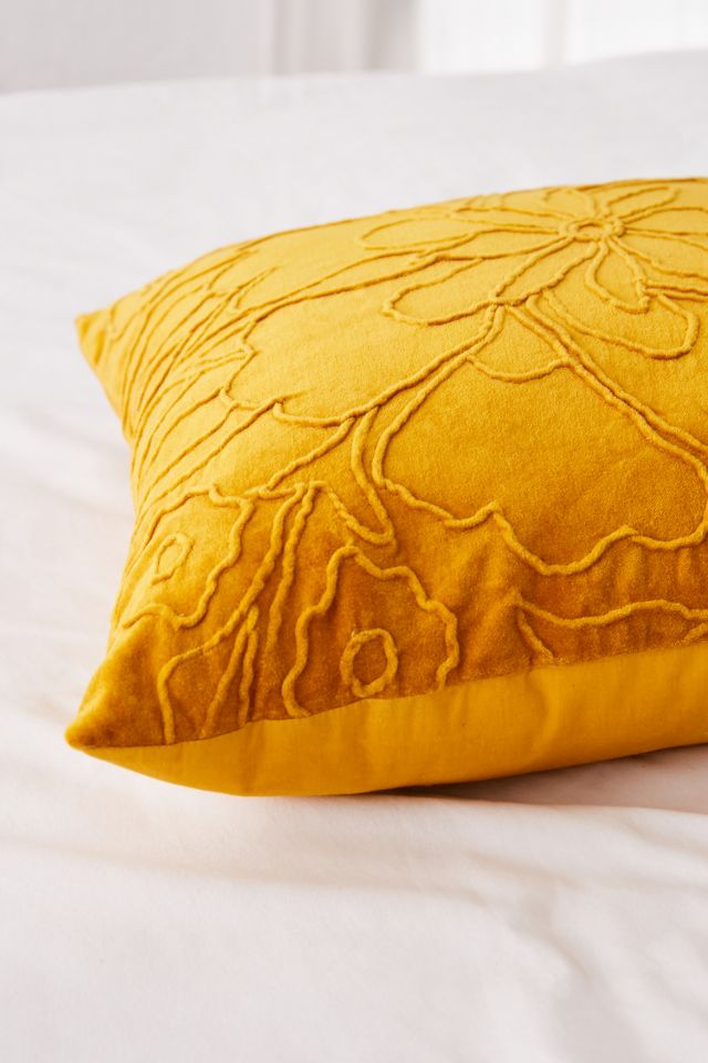Jaya Floral Embroidered Velvet Throw Pillow #1