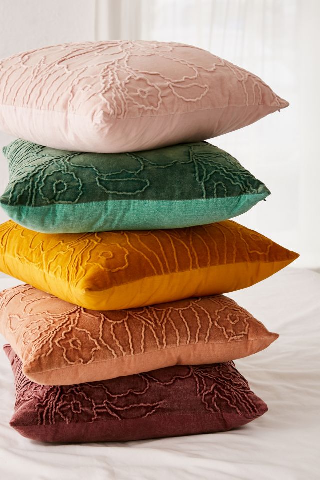 Jaya Floral Embroidered Velvet Throw Pillow #2