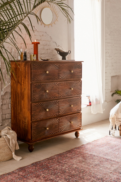 dresser with sunshine lady face Sunburst 4-Drawer Beaded Appliques