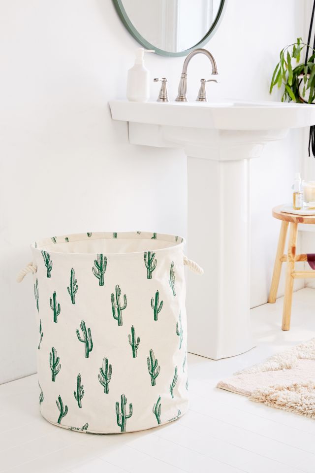 Cactus Block Print Canvas Laundry Bag