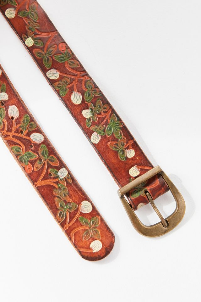 Vintage Brown Tooled Floral Western Belt