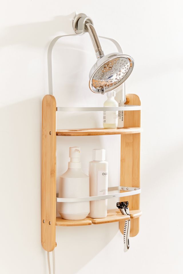 Overhead Bamboo Shower Caddy