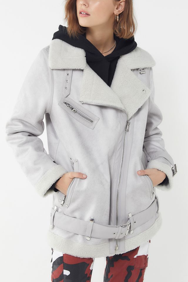 UO Oversized Faux Leather Aviator Jacket #4