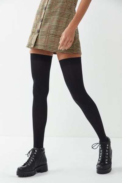 Urban Outfitters Varsity Stripe Faux Thigh-High Tight in Black