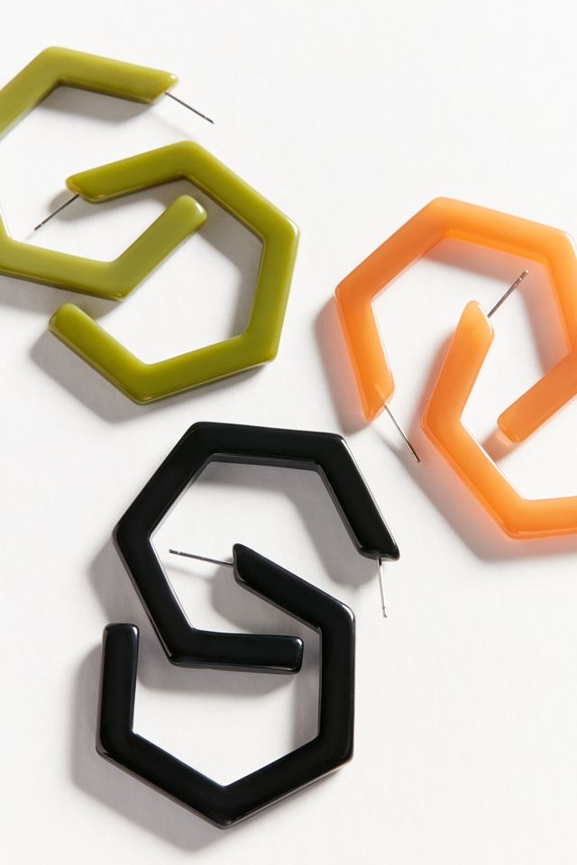 Resin Hex Hoop Earring #1