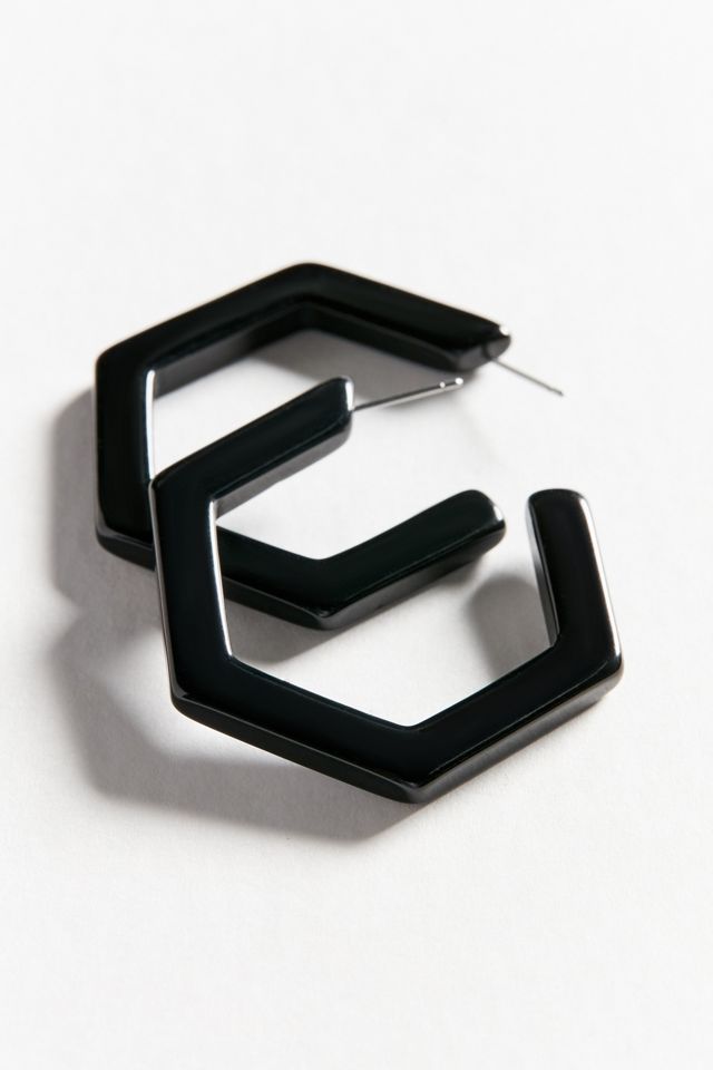 Resin Hex Hoop Earring #2