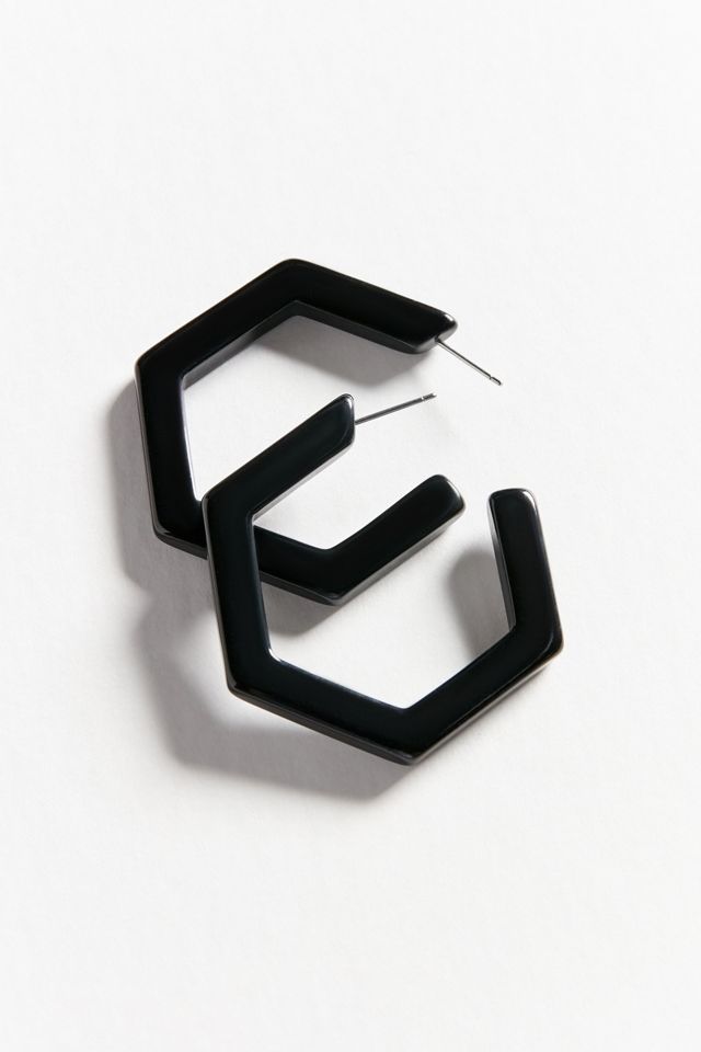 Resin Hex Hoop Earring #3