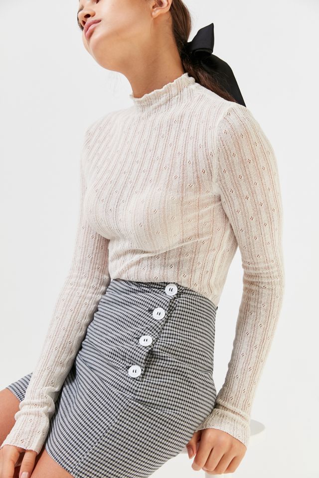 UO Poppy Pointelle Turtleneck Sweater | Urban Outfitters