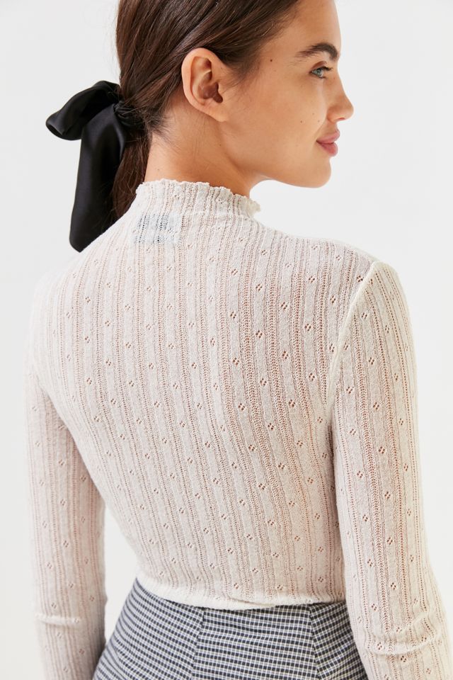 トップス Snap Turtleneck-Calico Print Pointelle Snap Turtleneck