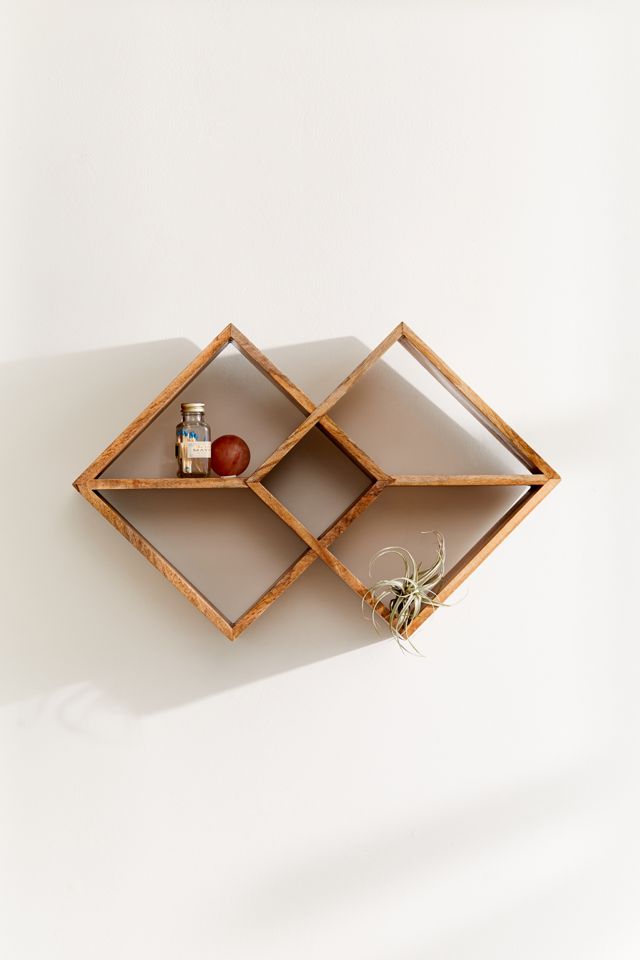 Double Square Wood Wall Shelf #1