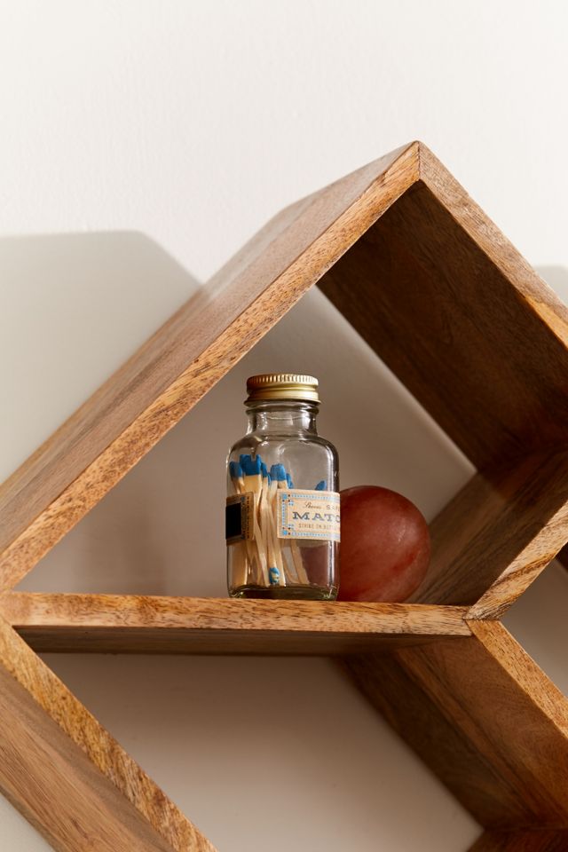 Double Square Wood Wall Shelf #2