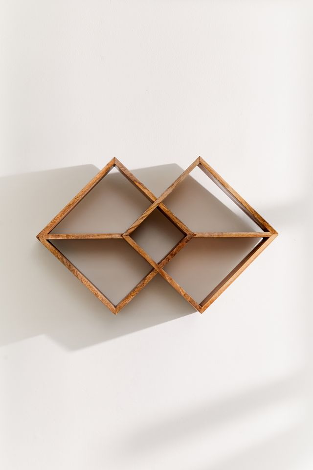 Double Square Wood Wall Shelf #4