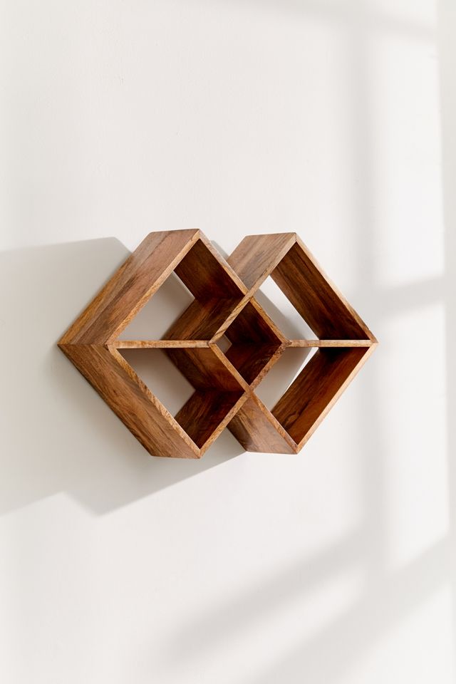 Double Square Wood Wall Shelf #5