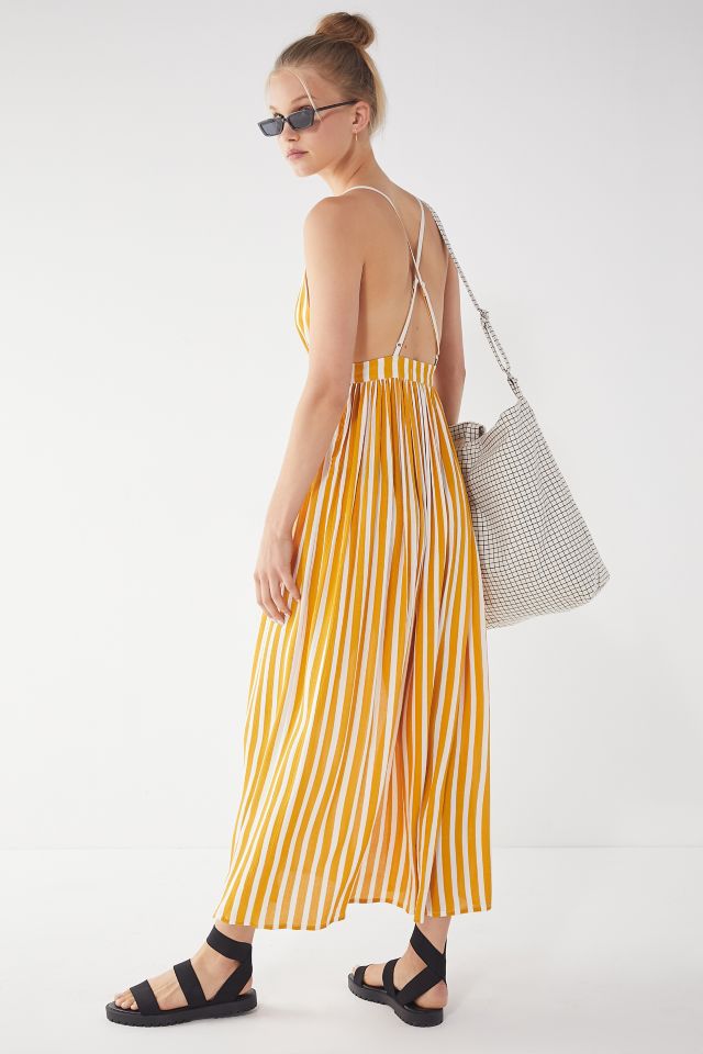UO Tie-Front Striped Maxi Dress #1