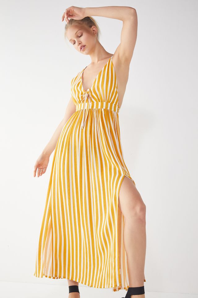 UO Tie-Front Striped Maxi Dress #3