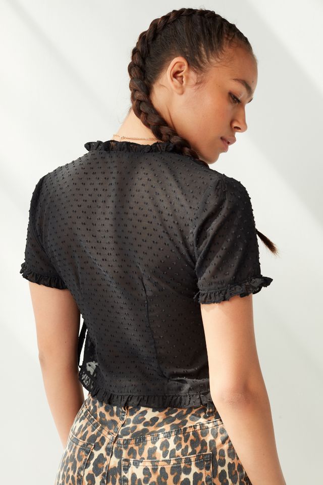 UO Ladan Swiss Dot Wrap Top #1