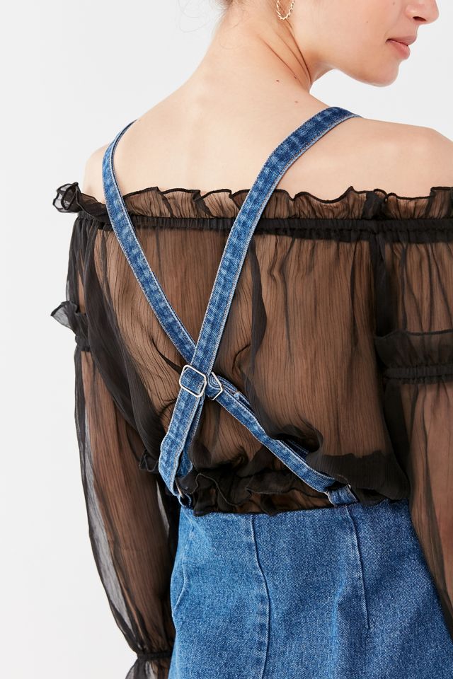 UO Denim Zipper Cross-Back Dress #3