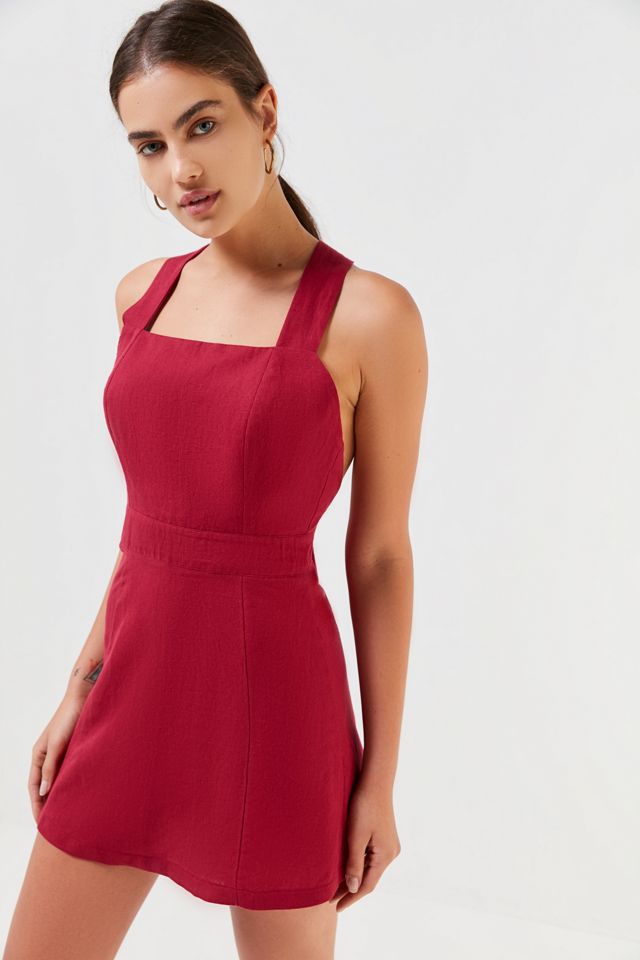 UO Lynn Linen Apron Cross-Back Dress #1