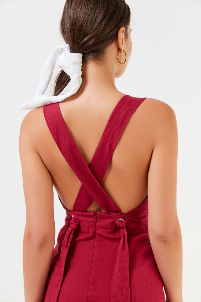 UO Lynn Linen Apron Cross-Back Dress #3