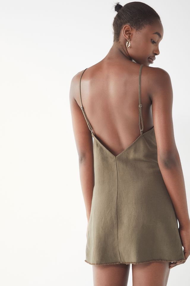 UO Raw Hem Linen Slip Dress #1
