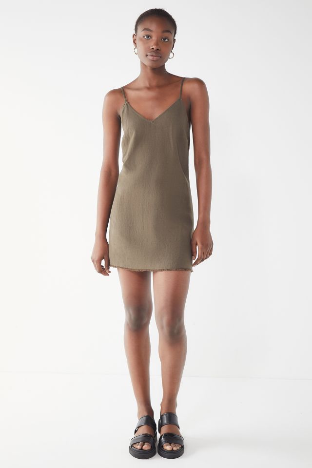 UO Raw Hem Linen Slip Dress #2