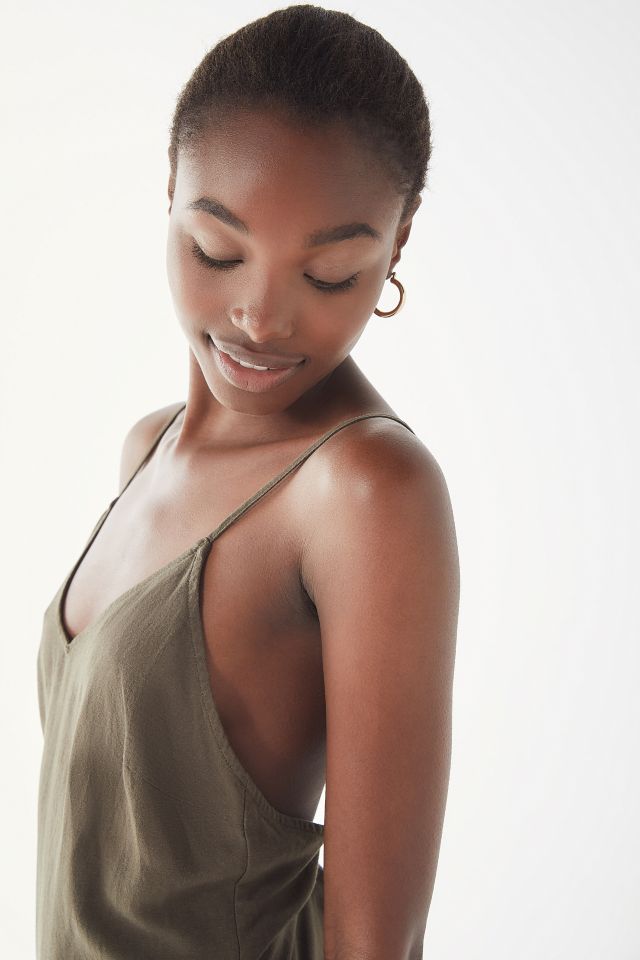 UO Raw Hem Linen Slip Dress #3