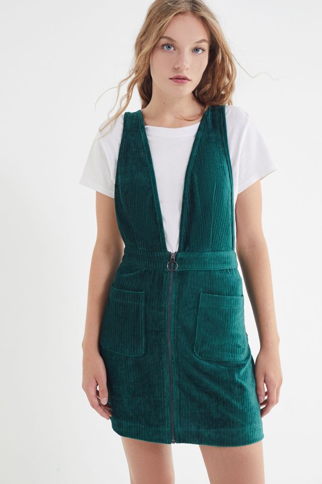 Moon River Plunging Corduroy Pinafore Dress Urban Outfitters