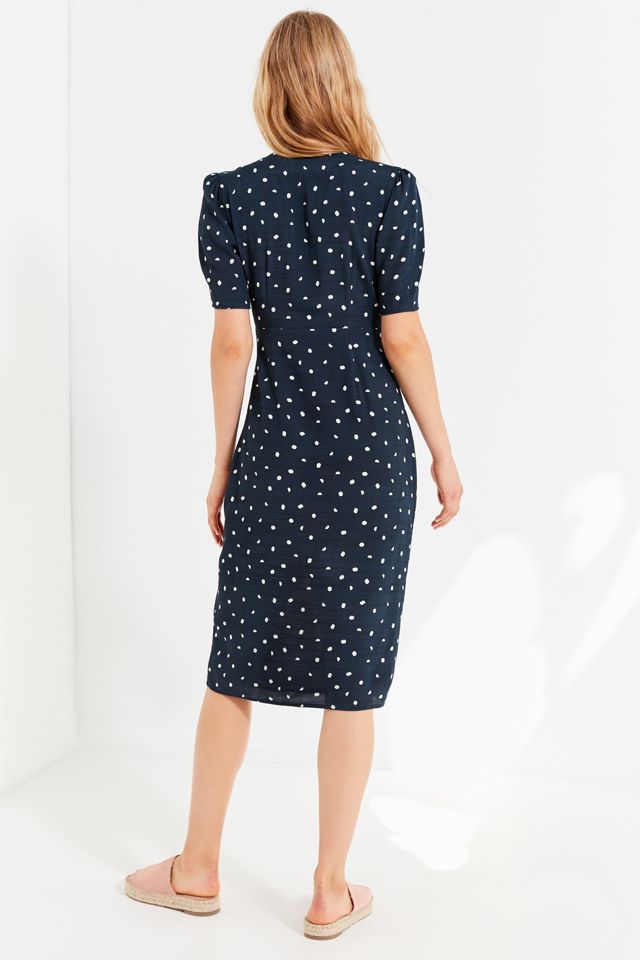 knee length dresses for ladies Tie-Neck Ruffled Floral Midi Dress main image 0